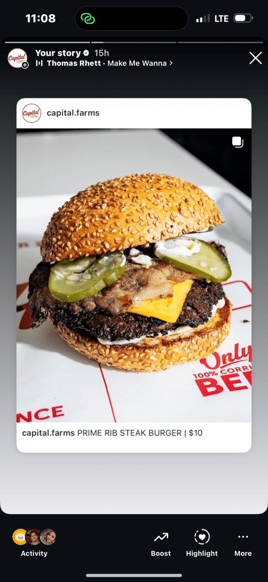 Prime rib steak burger - Capital Farms Meats & Provisions
