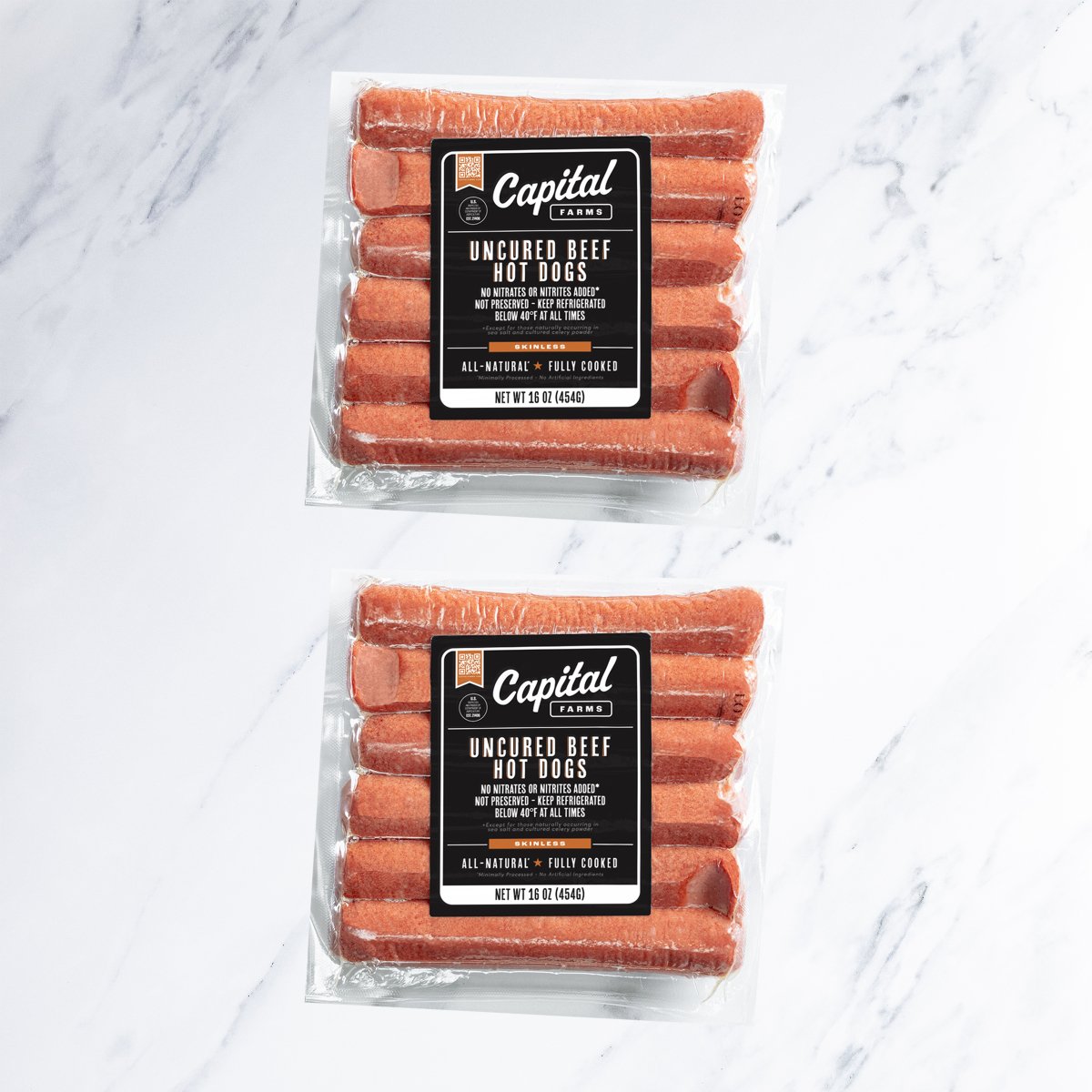 Skinless All Beef Uncured Hot Dog - Capital Farms Meats & Provisions