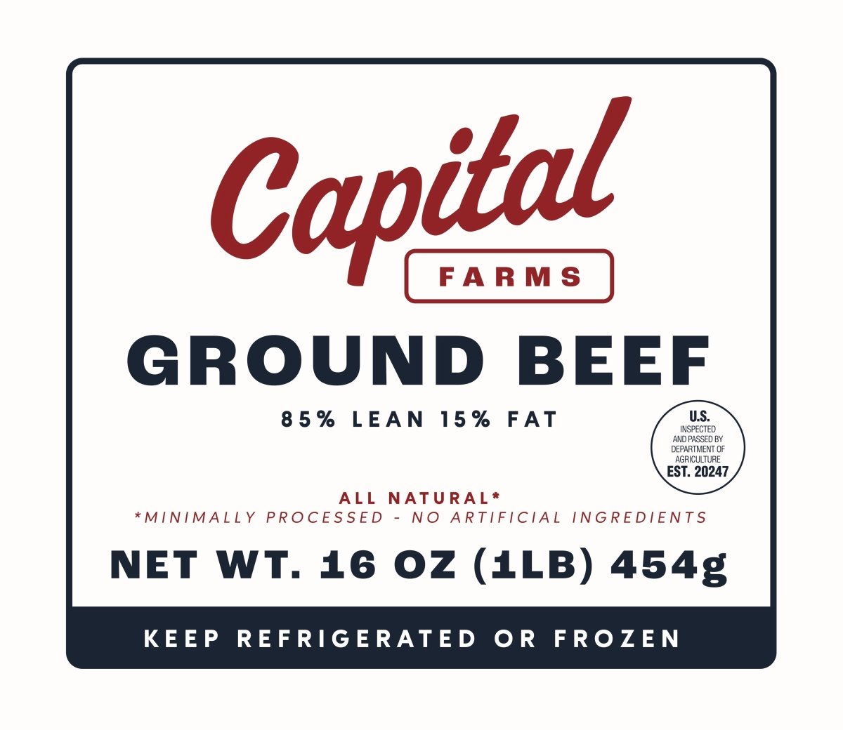 Ground Beef 85% Lean 15% Fat - 16oz - Capital Farms Meats & Provisions