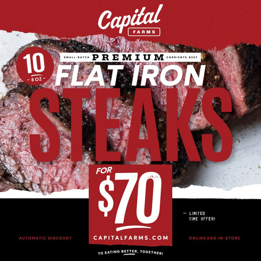 10 Flat Iron Steaks for $70 - Capital Farms Meats & Provisions