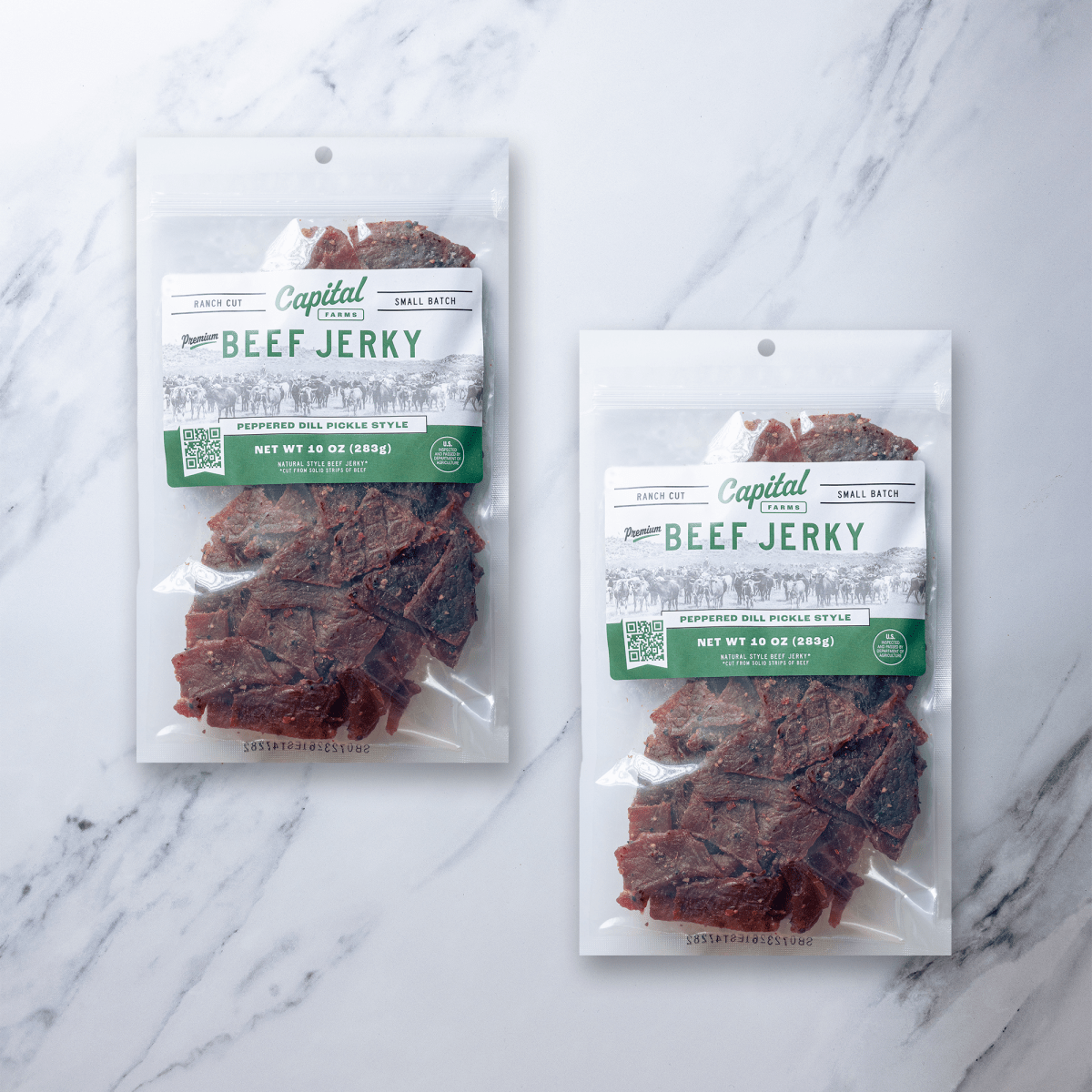 (2) 10oz Peppered Dill Pickle Beef Jerky - Capital Farms Meats & Provisions