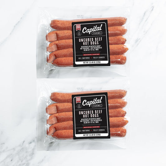 (2) 13.4oz Natural Uncured All Beef Hot Dog - Capital Farms Meats & Provisions