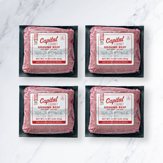 (4) 1lb Ground Beef 85/15 - Capital Farms Meats & Provisions