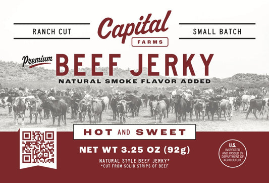 (4) 3.25oz Hot and Sweet Beef Jerky - Capital Farms Meats & Provisions