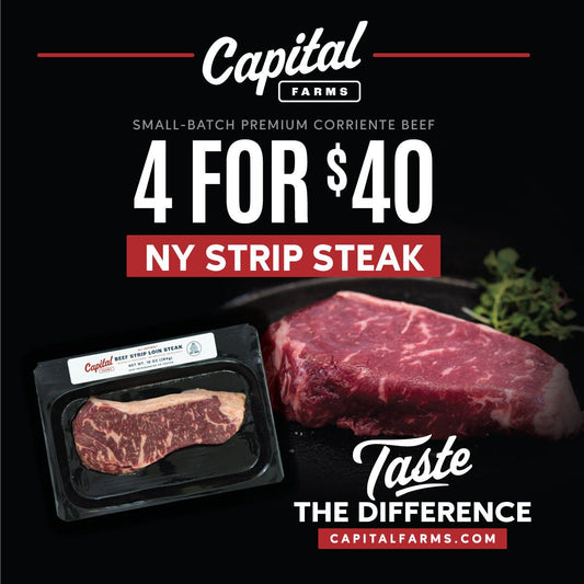 4 for $40 NY Strip Steaks - Capital Farms