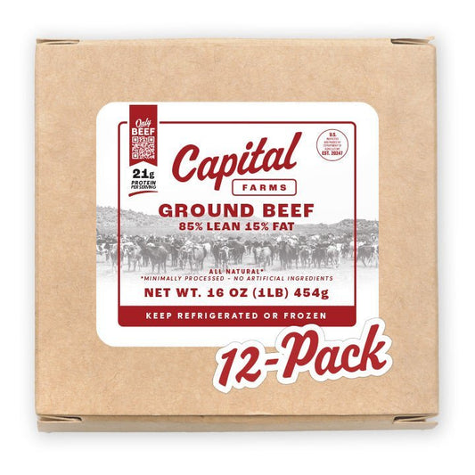 $4/lb. "12 - Pack" Ground Beef 85/15 | BLACK FRIDAY - Capital Farms Meats & Provisions