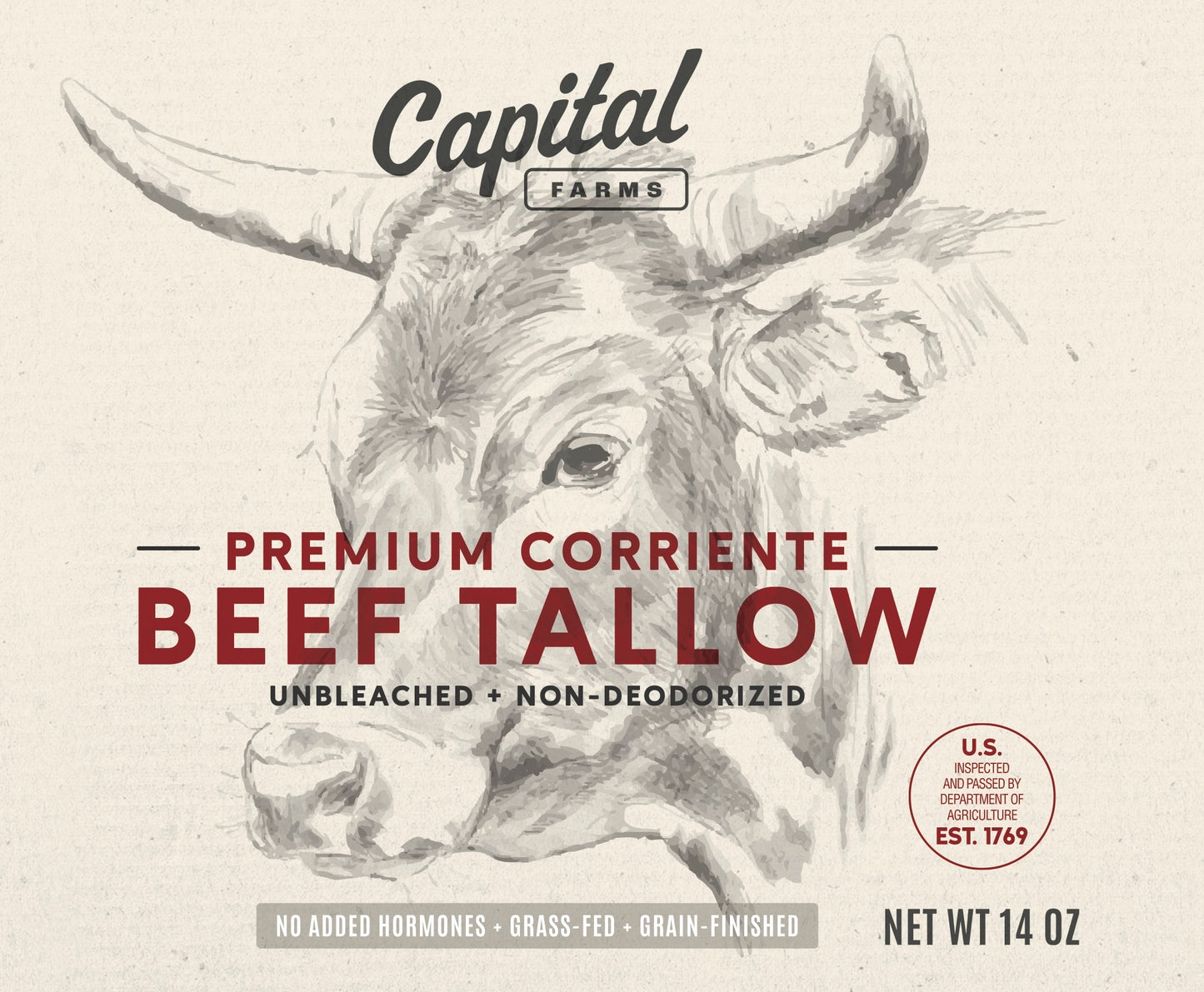 Premium Corriente Beef Tallow – 14 oz Jar