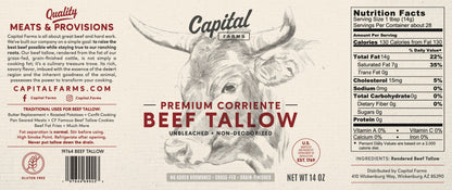 Premium Corriente Beef Tallow – 14 oz Jar