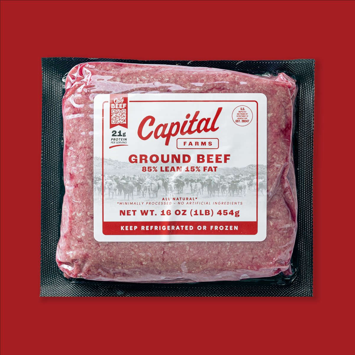 Ground Beef 85% Lean 15% Fat - 1lb - Capital Farms Meats & Provisions