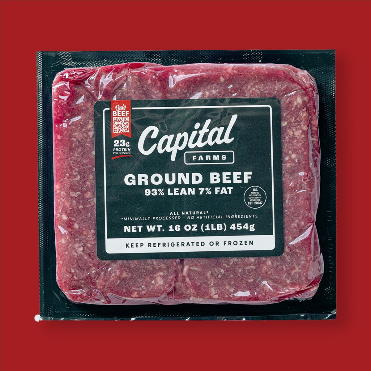 Ground Beef 93% Lean 7% Fat - 1lb - Capital Farms Meats & Provisions