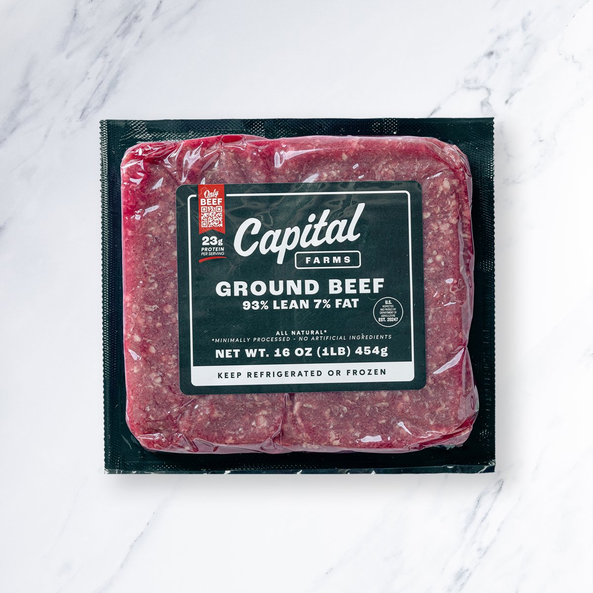 Ground Beef 93% Lean 7% Fat - 1lb - Capital Farms Meats & Provisions