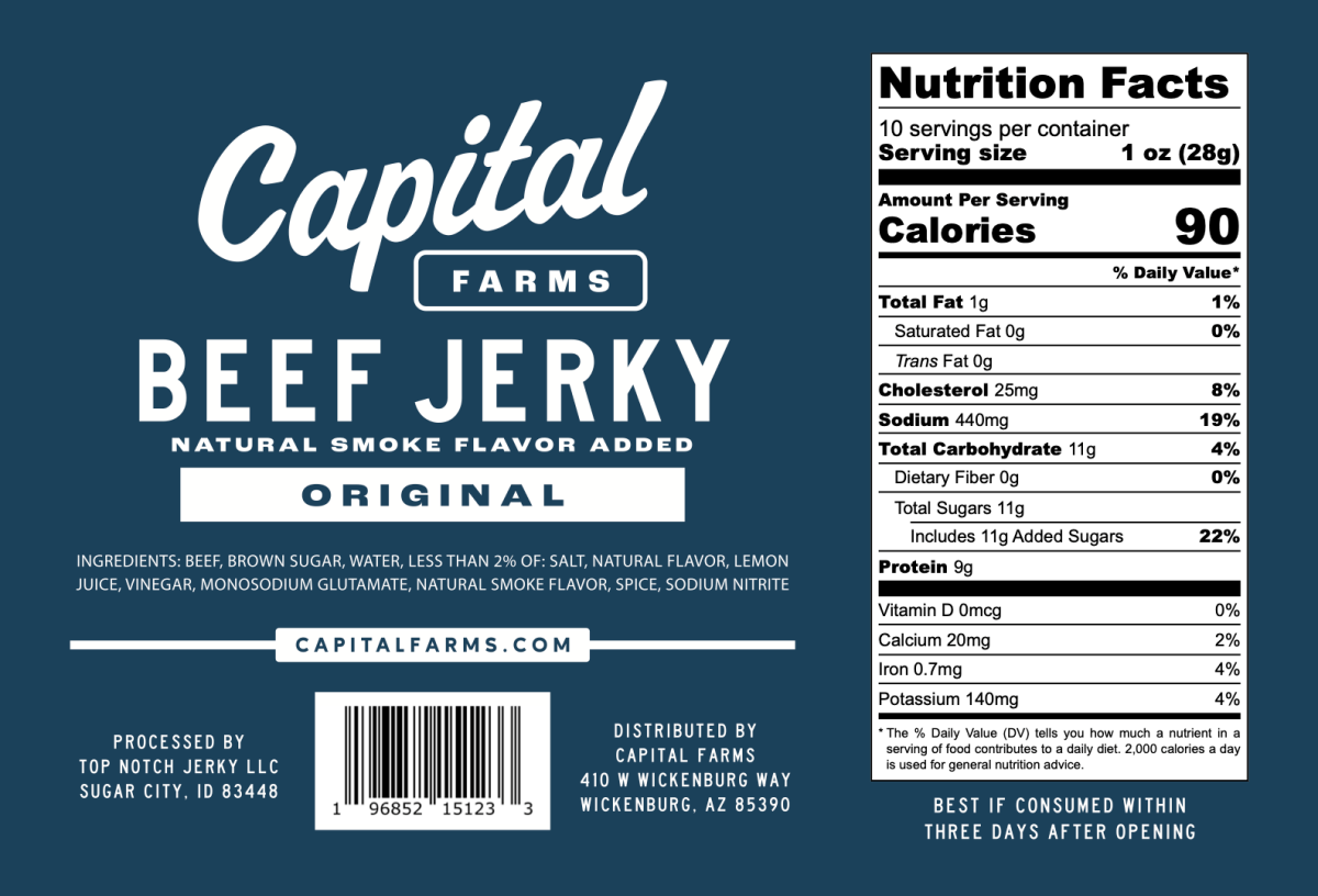 Original Beef Jerky - 10oz - Capital Farms Meats & Provisions