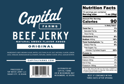 Original Beef Jerky - 10oz - Capital Farms Meats & Provisions