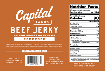 Peppered Beef Jerky - 10oz - Capital Farms Meats & Provisions