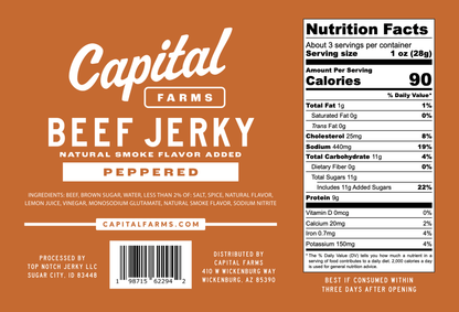 Peppered Beef Jerky - 3.25oz - Capital Farms Meats & Provisions