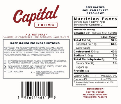 Capital Patty 80/20 - 6oz - Packaging of Hamburger Patty