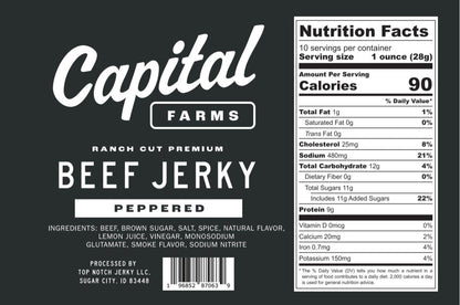 Peppered Beef Jerky - 10oz - Capital Farms Meats & Provisions