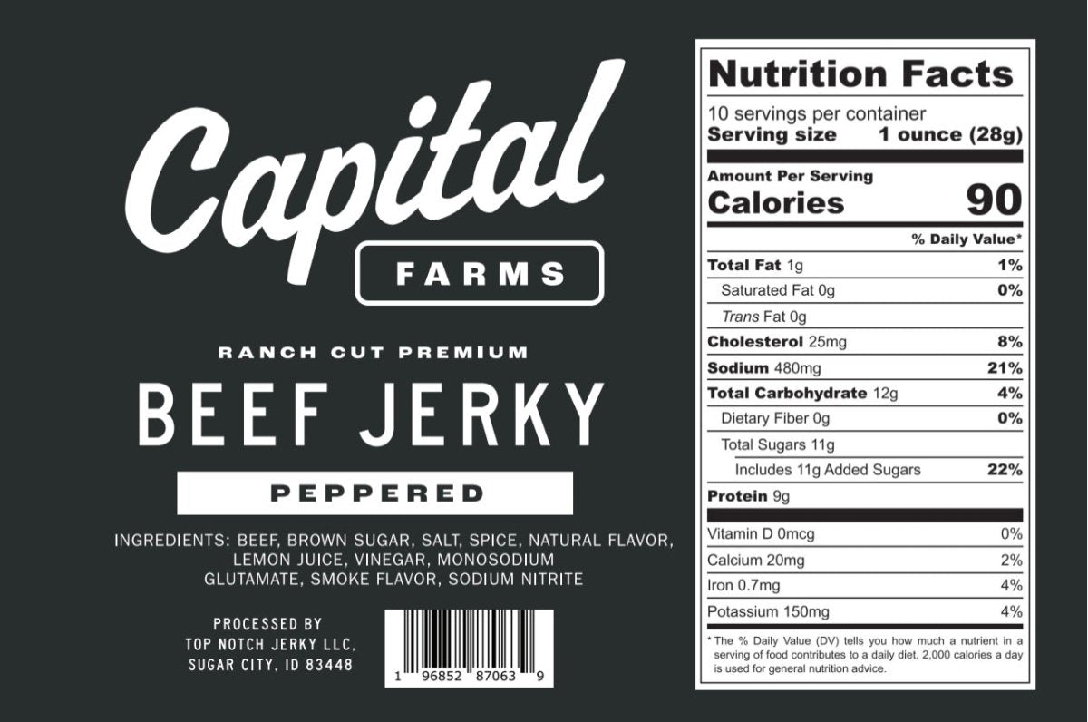Peppered Beef Jerky - Capital Farms Meats & Provisions