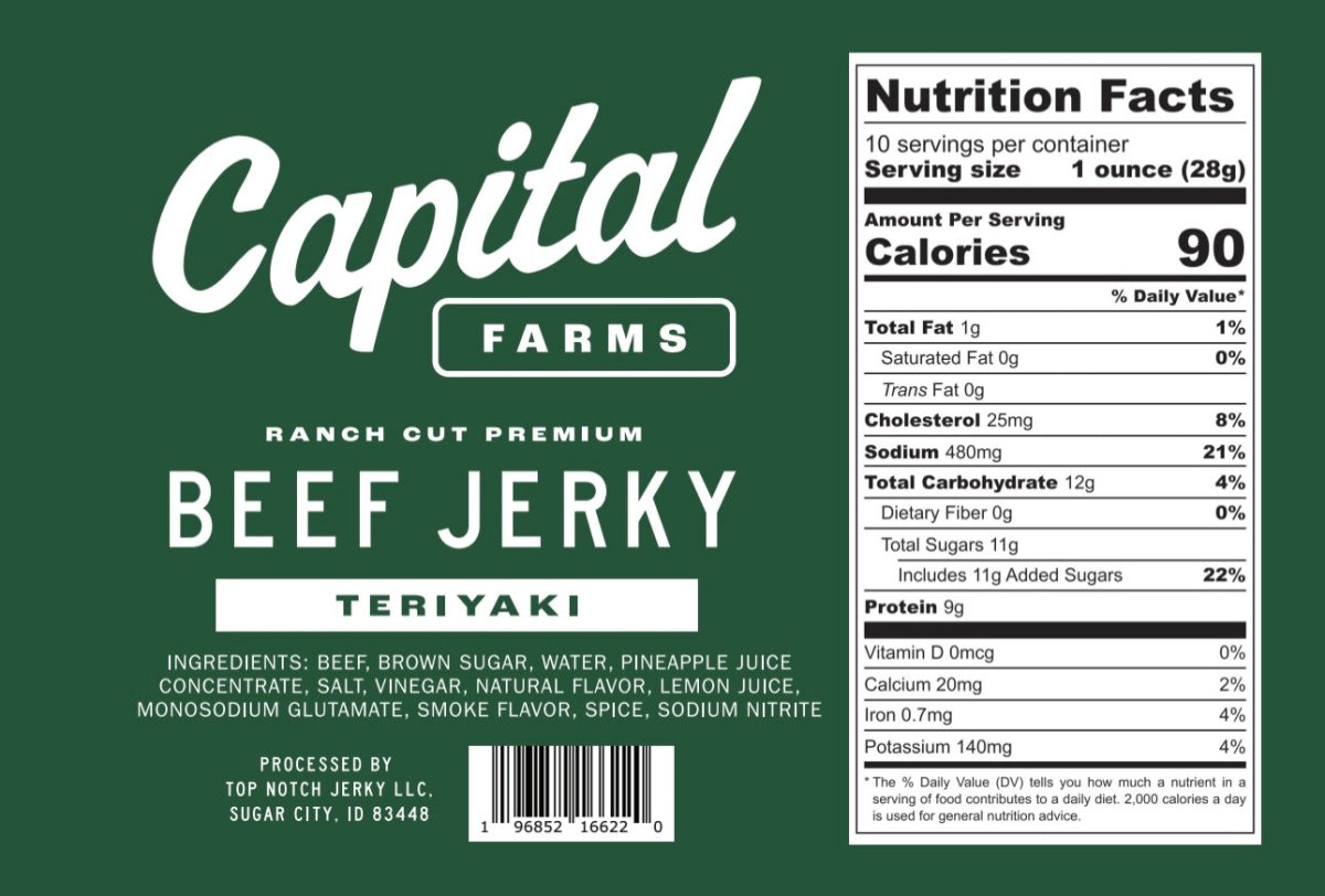 Teriyaki Beef Jerky - Capital Farms Meats & Provisions